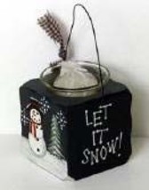 2043 Let It Snow Snowman Collector Wood Candle Holder with Wire Handle  - £2.07 GBP