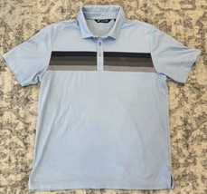 Travis Mathew Polo Shirt Mens Large Light Blue Gray Striped Golf Pima Co... - $19.79