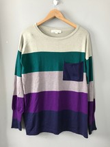 Lovestitch Womens Sz Large Oversized Striped Long Sleeve Sweater Viscose... - £13.33 GBP