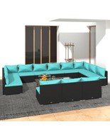  Garden Lounge Set Black PE rattan, powder-coated steel, plastic - €1.509,77 EUR