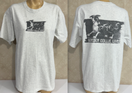 Border Collie Dog Love Gray Large T-Shirt - £9.30 GBP