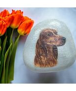 Custom Hand Panted Signed Cocker Spaniel Dog Face ceramic brooch - $24.15