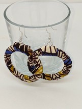 Large Beautiful Handmade African Colourful Print Hoop Earrings - £4.87 GBP