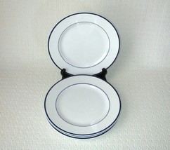 Crate &amp; Barrel CATALINA Blue Trim Salad Plates ~ Set of 4 - £19.08 GBP