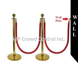 ROPE STANCHION, 5 PCS SET, CROWN TOP AND GOLD POLISH S.S. 12&quot; DOMED BASE - £146.05 GBP
