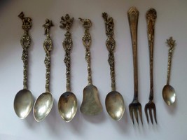 Antique Silver Demitasse Spoons, Italy, Bordini Montagnani  forks mixed lot - $44.05
