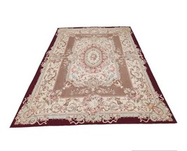 Vintage Aubusson Floral flat weave hand knotted rug, Tapestry 12&#39;x 9&#39; - $1,286.01