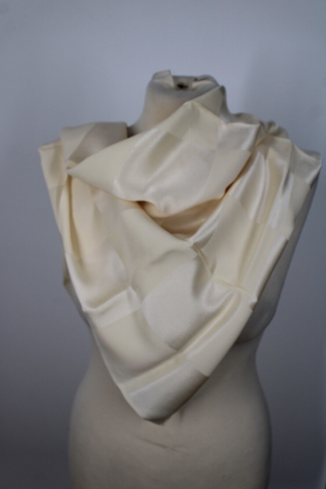 Primary image for Vtg Antique Darbrook Ivory Cream Checkered Silk Scarf 32"