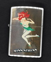 Miss Stress Bomber Art Pinup Authentic Zippo Lighter Brushed Chrome 81068 - £23.58 GBP