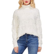 VINCE CAMUTO Women&#39;s L White Geometric Fringe Sweater, Wool Alpaca Cotto... - $33.87