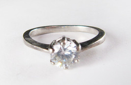 Vintage Sterling Silver 1.28CT CZ Engagement/Promise Ring - Sz. 8 - £19.46 GBP