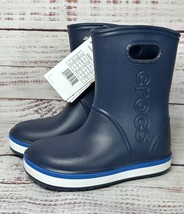 NWT Crocs Crocband Rain Boot Kid&#39;s Unisex Youth - Navy Blue Cobalt Sz 13 - £35.54 GBP
