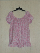 New Womens Miss Look Pink On Pink Leopard Print Peasant Style Top Size Xl Cute!! - £18.60 GBP