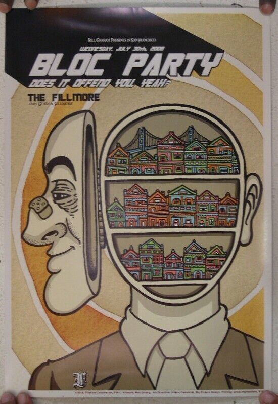 Bloc Festa Poster Does It Offend Voi Yeah Fillmore Luglio 30 2008 Mint B... - $67.08