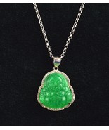 *Imperial Jade &amp; Diamond 925 Sterling Silver Buddah Necklace Pendant - $180.34 CAD