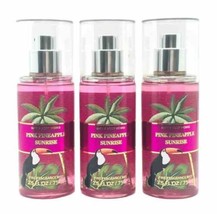 3 Bath &amp; Body Works Pink Pineapple Sunrise Mini Fragrance Mist Travel 2.5 Oz - £18.17 GBP