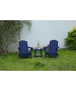 3-Piece Navy Blue Folding Adirondack Chair Set with Side Table - $5,365.39 MXN