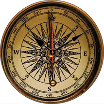 40cm Large Wooden Retro Compass Style Quartz Clock Wall Art - $48.51