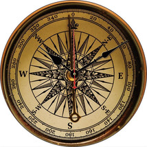 40cm Large Wooden Retro Compass Style Quartz Clock Wall Art - £37.88 GBP