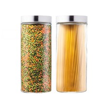 Set Of 2 Large Glass Food Storage Containers For Pantry Jars - Tall Glas... - £34.60 GBP