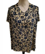 P!phany Women&#39;s Plus Size  hort Sleeve Floral Blue/Cream Top 3X - $244.94 MXN