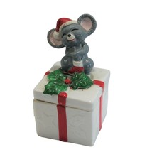 Vintage Ceramic Mouse Present Trinket Box - £6.26 GBP