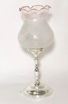 Vintage Silver Plated Candle Holder With Glass Shade Made In England 11&quot; - £17.25 GBP