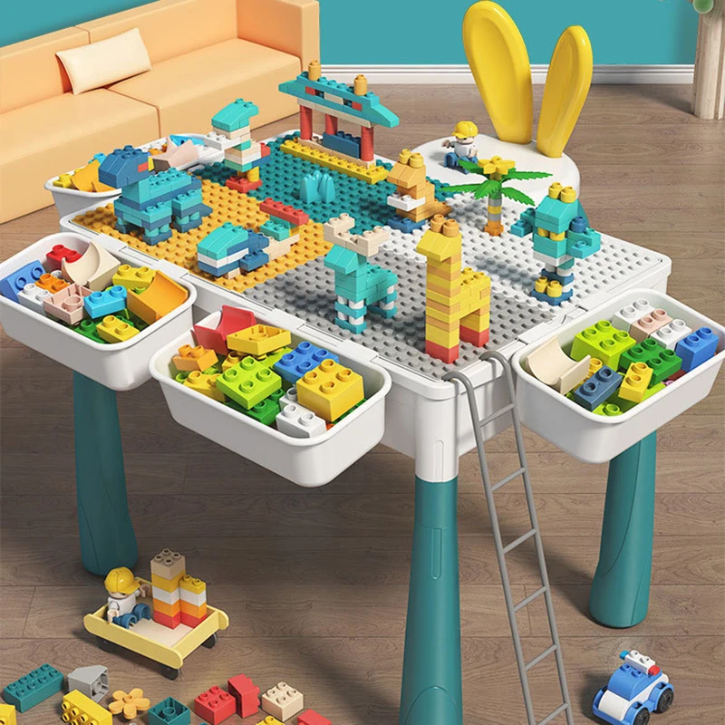 3-6 Years Old Children&#39;s Building Blocks Table Desk Multi Functional Large - £11.58 GBP+