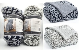 $54 Koolaburra By Ugg Alaia Cozy Leopard Sherpa Soft Throw Blanket-Navy Or Gray - £31.95 GBP