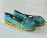 Crocs Women&#39;s Beach Line Slip On Boat Shoes Size 9 Teal Yellow Slip On - $24.69