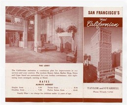  San Francisco&#39;s Hotel Californian Brochure Taylor &amp; O&#39;Farrell Californi... - £14.07 GBP