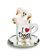Glass Baron Pup In A Cup I LOVE DOGS Handcrafted Glass Figurine - £22.20 GBP