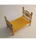 Vintage Brass Doll House Furniture Bedroom Bed The Littles Pretend Play Toy - $5.95
