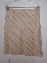 LOFT ANN TAYLOR LADIES DIAGONAL STRIPED LINEN/RAYON/NYLON LINED SKIRT-8-... - $7.69