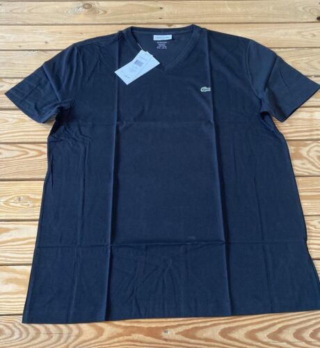 Lacoste NWT $49.50 Men’s V Neck T Shirt Size XL Black T10 - £26.82 GBP