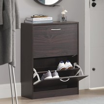 Freestanding Shoe Rack, Shoe Organizer, And Brown Shoe Cabinet, Haotian, Br. - $116.98