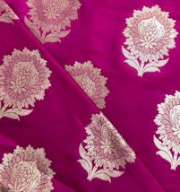 Indian Banarasi Brocade Fabric Hot Pink &amp; Gold Fabric Wedding Dress Fabric -NF47 - £5.86 GBP+