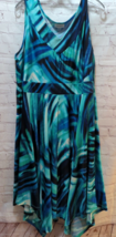 Avenue maxi sun dress sleevless 18-20 blue green elastic waist sleeveless - $19.79