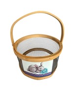 Vtg Basket Wooden Chicken Wire Rabbit Bunny Print Rustic Decor Country Farm - $324.69 MXN