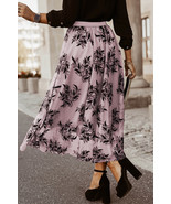Peach Blossom Floral Leaves Embroidered High Waist Maxi Skirt - €14,11 EUR