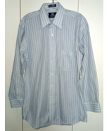 STAFFORD MEN&#39;S LS BLUE/WHITE STRIPED DRESS SHIRT-16/33 ATHLETIC FIT-WORN 1 - $24.43 CAD