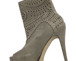 POUR LA VICTOIRE Tavian Gray Suede Leather Peep Toe Ankle Booties Boots ... - $33.66
