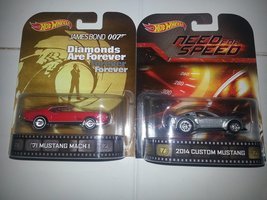 Hot Wheels Retro Mustang set of 2! James Bond &#39;71 MUSTANG MACH I and Need for Sp - £74.57 GBP