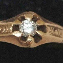Antique  Estate Gothic Victorian  Rose 10K Diamond  Belcher Ring, 1890s - £530.97 GBP