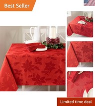 Luxurious Red Woven Damask Tablecloth 60&quot; x 102&quot; – Ideal for Holiday Gat... - $784.64 MXN