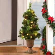 LED Christmas Tree with Red Berries Pine Cones-5ft - Color: Green - Size... - $101.54