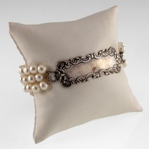 Gorgeous Sterling Silver Toree 3-Row Pearl Strand Bracelet 7.25&quot; Long - £93.89 GBP