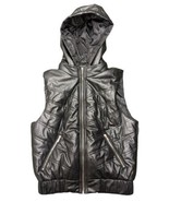 Bebe Black Quilted Puffer Down Detachable Hood Vest zipper Jacket Women's Size S - $22.33