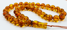 Amber Islamic Prayer Beads Genuine Baltic Amber Tasbih Misbaha Pressed - £75.16 GBP