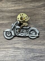 Vintage Gold Tone Pewter Angel on Motorcycle Lapel Pin KG JD - $7.92